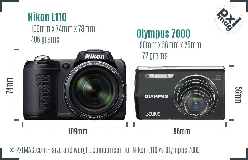Nikon L110 vs Olympus 7000 size comparison Nikon L110 vs Olympus 7000 size comparison