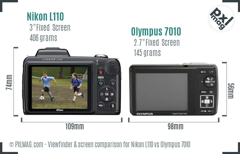 Nikon L110 vs Olympus 7010 Screen and Viewfinder comparison