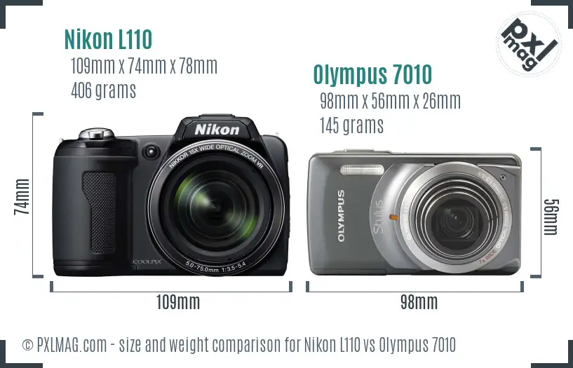 Nikon L110 vs Olympus 7010 size comparison