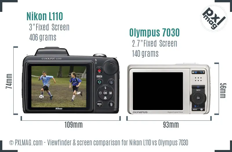 Nikon L110 vs Olympus 7030 Screen and Viewfinder comparison