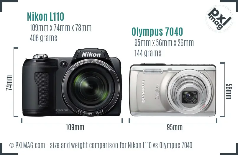 Nikon L110 vs Olympus 7040 size comparison Nikon L110 vs Olympus 7040 size comparison