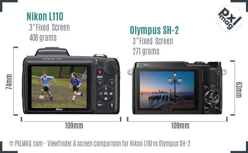 Nikon L110 vs Olympus SH-2 Screen and Viewfinder comparison Nikon L110 vs Olympus SH-2 Screen and Viewfinder comparison