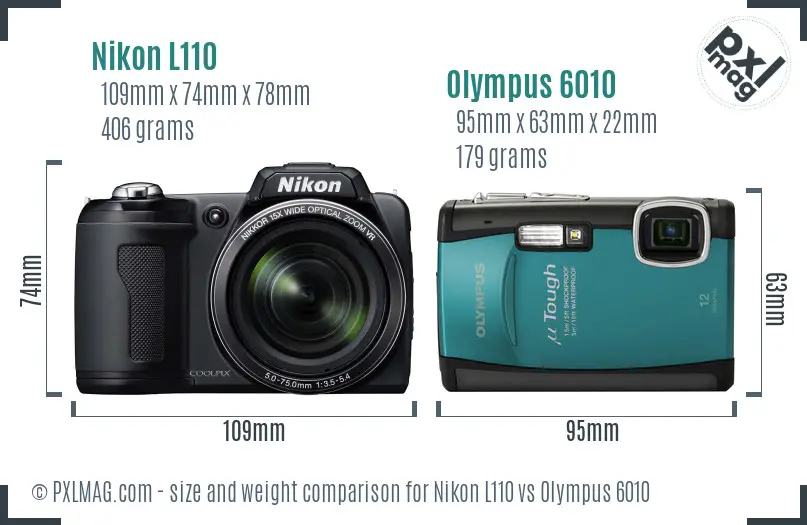 Nikon L110 vs Olympus 6010 size comparison