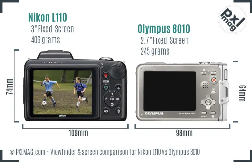Nikon L110 vs Olympus 8010 Screen and Viewfinder comparison Nikon L110 vs Olympus 8010 Screen and Viewfinder comparison