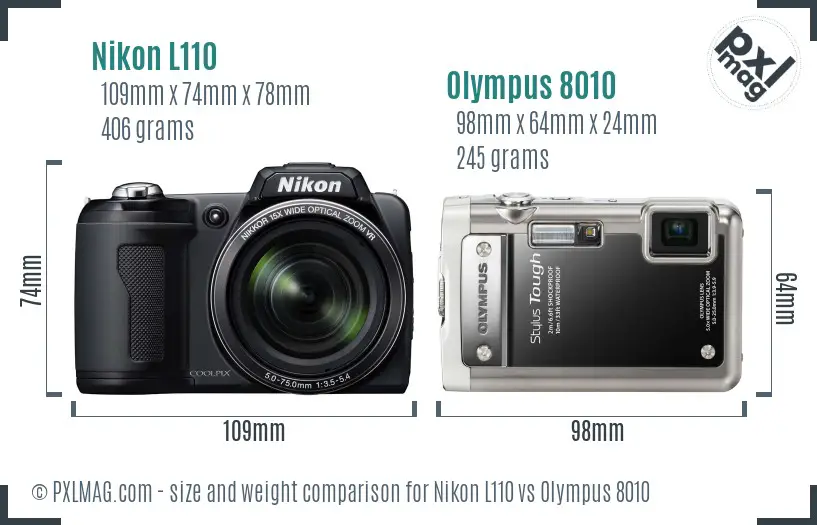 Nikon L110 vs Olympus 8010 size comparison Nikon L110 vs Olympus 8010 size comparison
