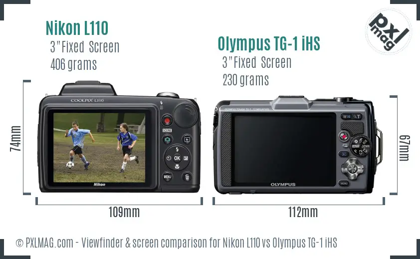 Nikon L110 vs Olympus TG-1 iHS Screen and Viewfinder comparison