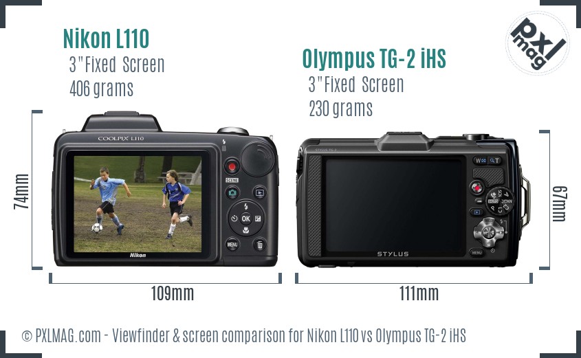 Nikon L110 vs Olympus TG-2 iHS Screen and Viewfinder comparison