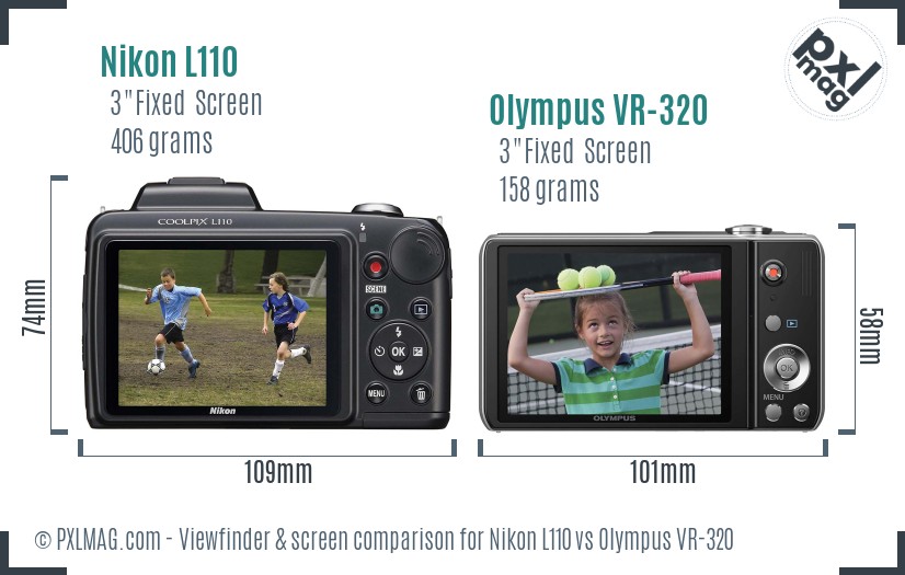 Nikon L110 vs Olympus VR-320 Screen and Viewfinder comparison