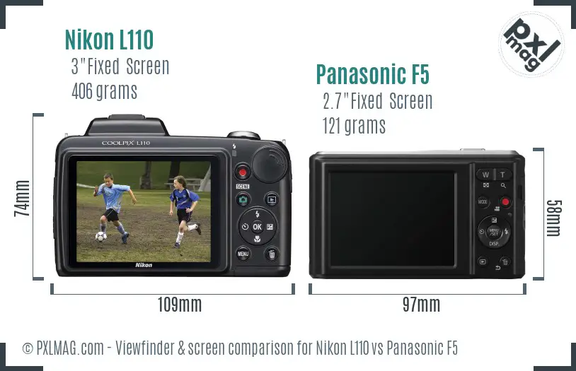 Nikon L110 vs Panasonic F5 Screen and Viewfinder comparison Nikon L110 vs Panasonic F5 Screen and Viewfinder comparison