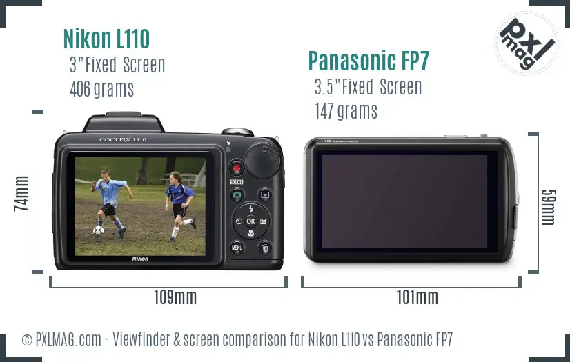Nikon L110 vs Panasonic FP7 Screen and Viewfinder comparison
