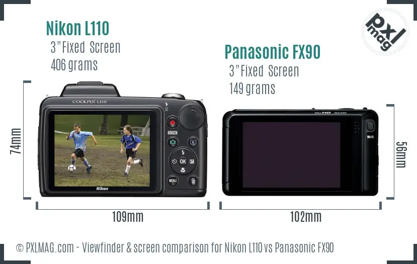 Nikon L110 vs Panasonic FX90 Screen and Viewfinder comparison Nikon L110 vs Panasonic FX90 Screen and Viewfinder comparison