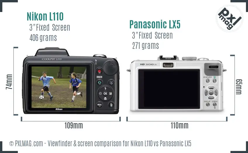 Nikon L110 vs Panasonic LX5 Screen and Viewfinder comparison Nikon L110 vs Panasonic LX5 Screen and Viewfinder comparison