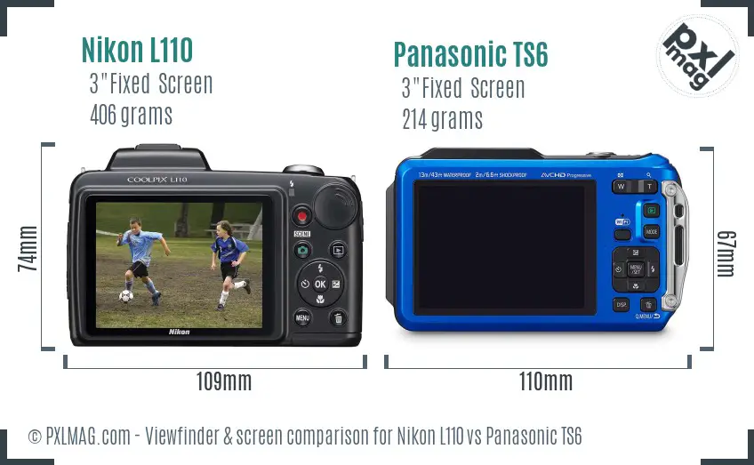 Nikon L110 vs Panasonic TS6 Screen and Viewfinder comparison Nikon L110 vs Panasonic TS6 Screen and Viewfinder comparison