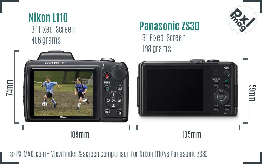 Nikon L110 vs Panasonic ZS30 Screen and Viewfinder comparison Nikon L110 vs Panasonic ZS30 Screen and Viewfinder comparison