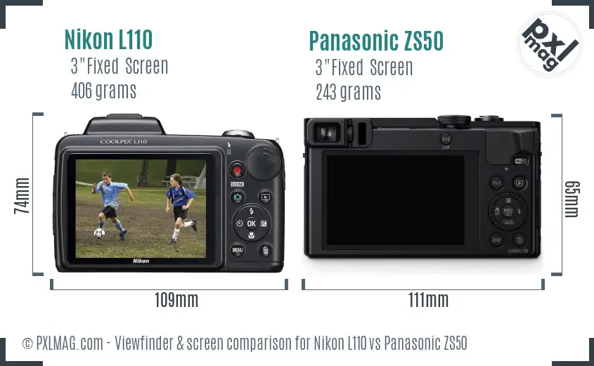 Nikon L110 vs Panasonic ZS50 Screen and Viewfinder comparison Nikon L110 vs Panasonic ZS50 Screen and Viewfinder comparison