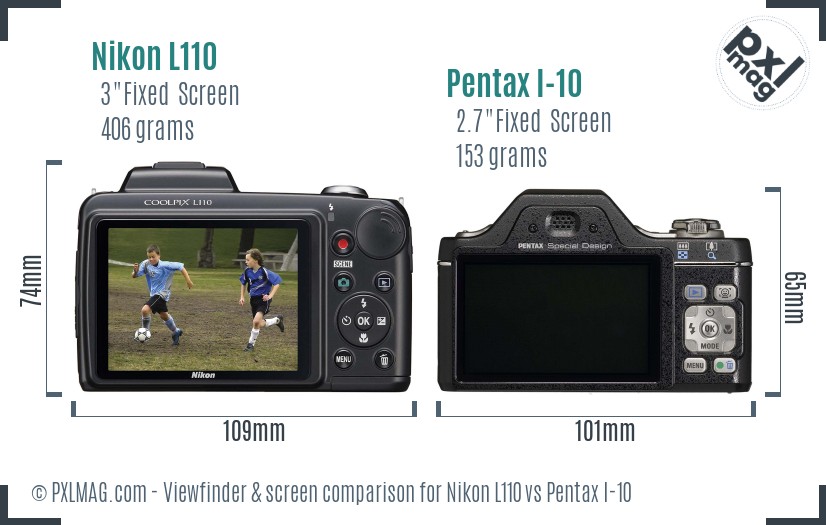 Nikon L110 vs Pentax I-10 Screen and Viewfinder comparison