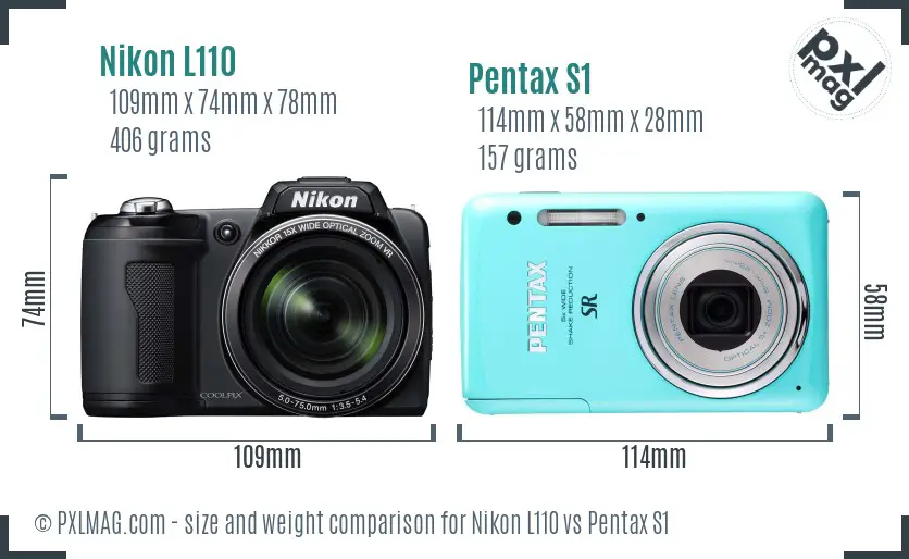 Nikon L110 vs Pentax S1 size comparison Nikon L110 vs Pentax S1 size comparison