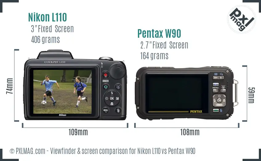 Nikon L110 vs Pentax W90 Screen and Viewfinder comparison Nikon L110 vs Pentax W90 Screen and Viewfinder comparison