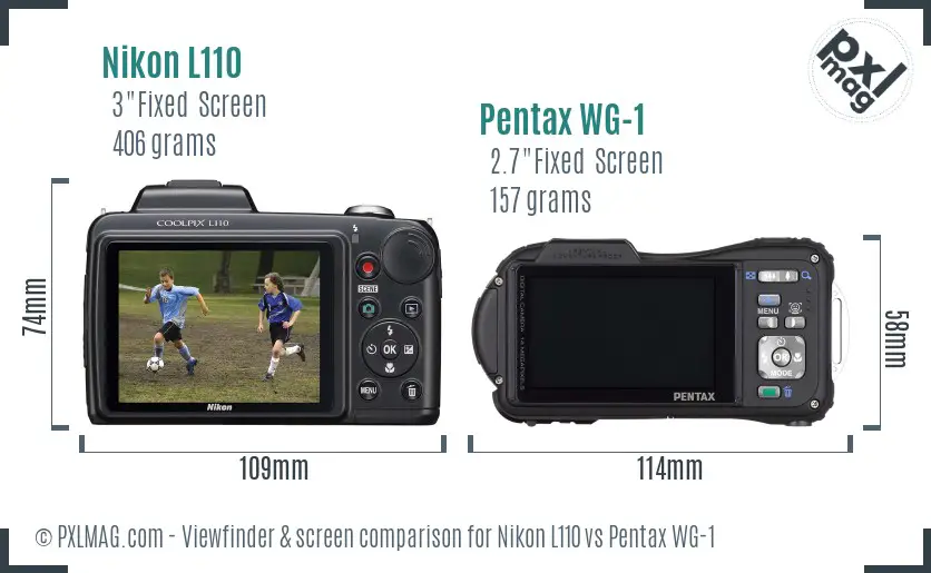 Nikon L110 vs Pentax WG-1 Screen and Viewfinder comparison