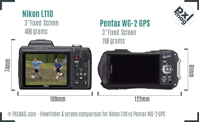 Nikon L110 vs Pentax WG-2 GPS Screen and Viewfinder comparison Nikon L110 vs Pentax WG-2 GPS Screen and Viewfinder comparison