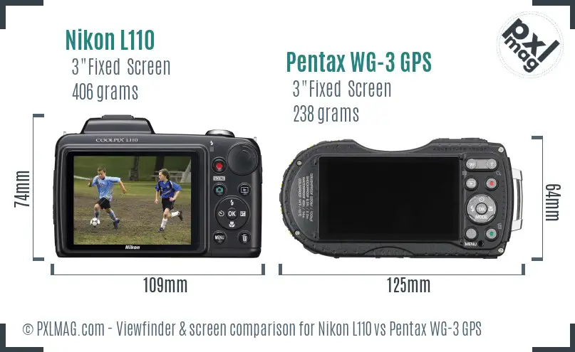 Nikon L110 vs Pentax WG-3 GPS Screen and Viewfinder comparison