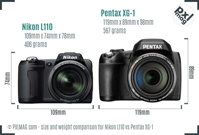 Nikon L110 vs Pentax XG-1 size comparison Nikon L110 vs Pentax XG-1 size comparison