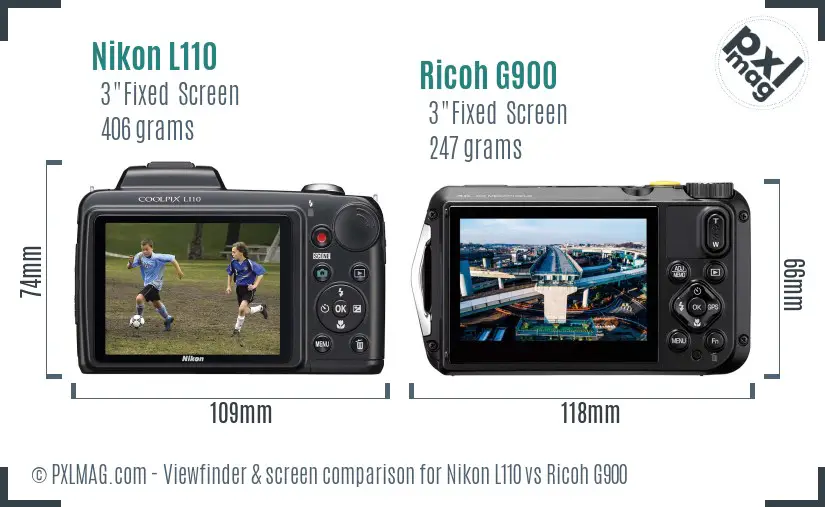Nikon L110 vs Ricoh G900 Screen and Viewfinder comparison Nikon L110 vs Ricoh G900 Screen and Viewfinder comparison