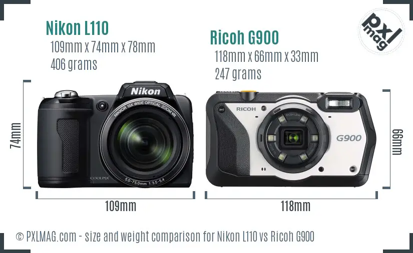 Nikon L110 vs Ricoh G900 size comparison Nikon L110 vs Ricoh G900 size comparison