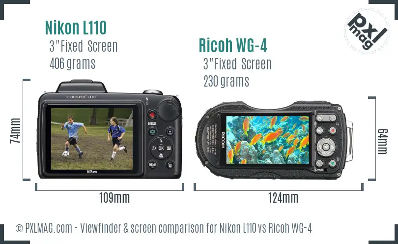 Nikon L110 vs Ricoh WG-4 Screen and Viewfinder comparison