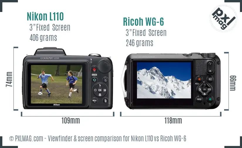 Nikon L110 vs Ricoh WG-6 Screen and Viewfinder comparison Nikon L110 vs Ricoh WG-6 Screen and Viewfinder comparison