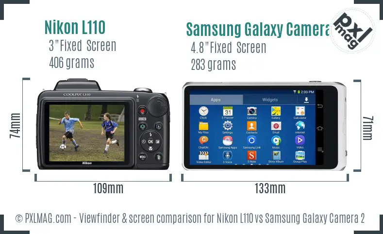 Nikon L110 vs Samsung Galaxy Camera 2 Screen and Viewfinder comparison Nikon L110 vs Samsung Galaxy Camera 2 Screen and Viewfinder comparison