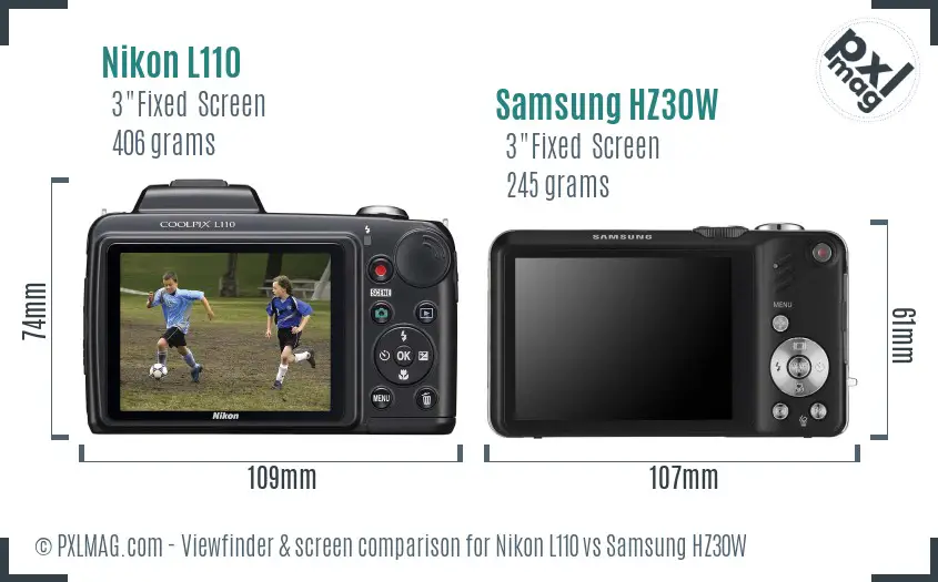 Nikon L110 vs Samsung HZ30W Screen and Viewfinder comparison Nikon L110 vs Samsung HZ30W Screen and Viewfinder comparison