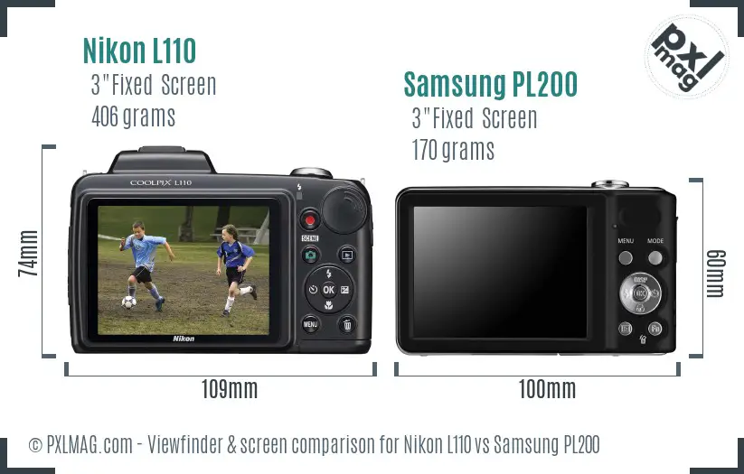 Nikon L110 vs Samsung PL200 Screen and Viewfinder comparison Nikon L110 vs Samsung PL200 Screen and Viewfinder comparison