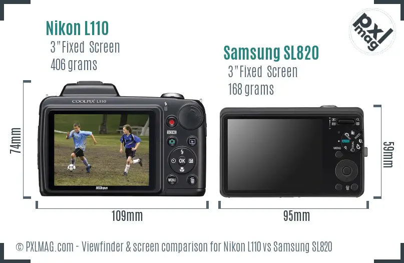 Nikon L110 vs Samsung SL820 Screen and Viewfinder comparison Nikon L110 vs Samsung SL820 Screen and Viewfinder comparison