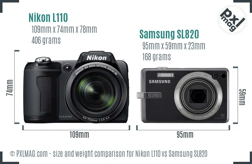 Nikon L110 vs Samsung SL820 size comparison Nikon L110 vs Samsung SL820 size comparison