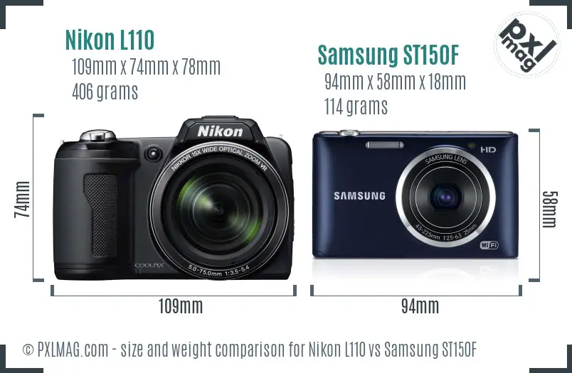 Nikon L110 vs Samsung ST150F size comparison Nikon L110 vs Samsung ST150F size comparison