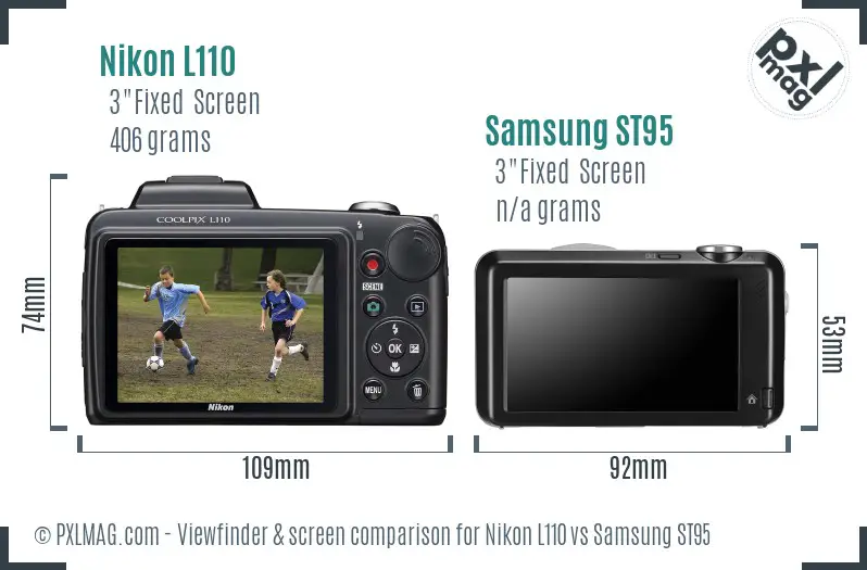 Nikon L110 vs Samsung ST95 Screen and Viewfinder comparison