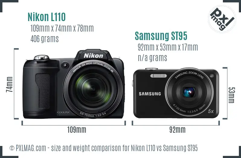 Nikon L110 vs Samsung ST95 size comparison