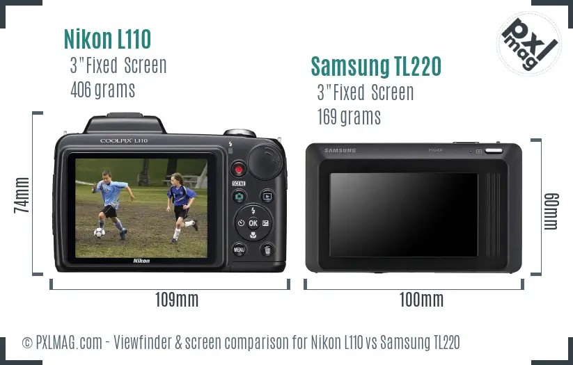 Nikon L110 vs Samsung TL220 Screen and Viewfinder comparison