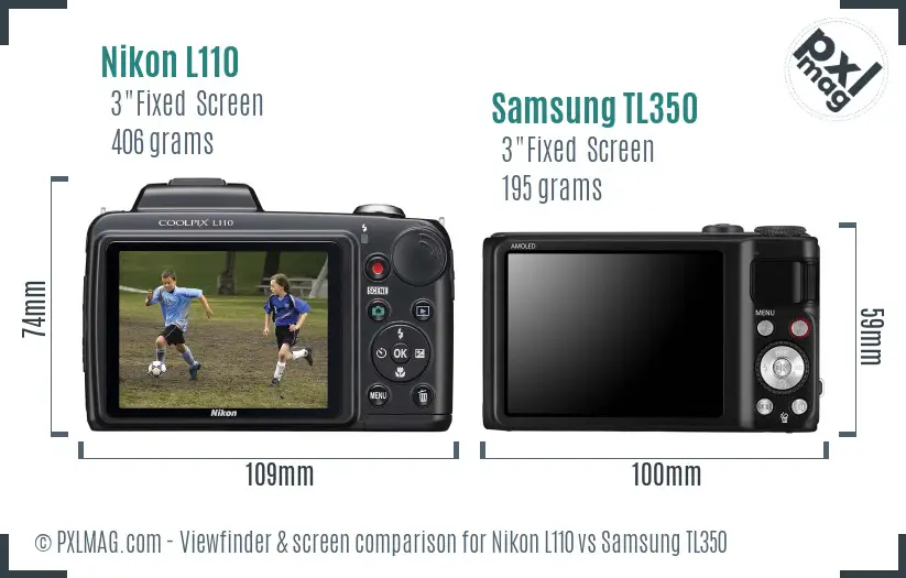 Nikon L110 vs Samsung TL350 Screen and Viewfinder comparison