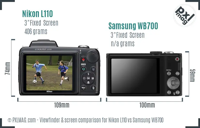 Nikon L110 vs Samsung WB700 Screen and Viewfinder comparison