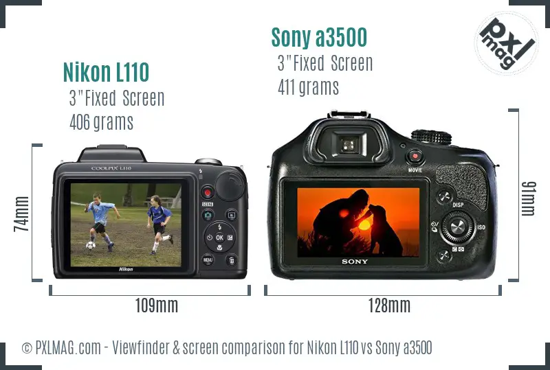 Nikon L110 vs Sony a3500 Screen and Viewfinder comparison