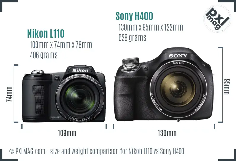 Nikon L110 vs Sony H400 size comparison Nikon L110 vs Sony H400 size comparison