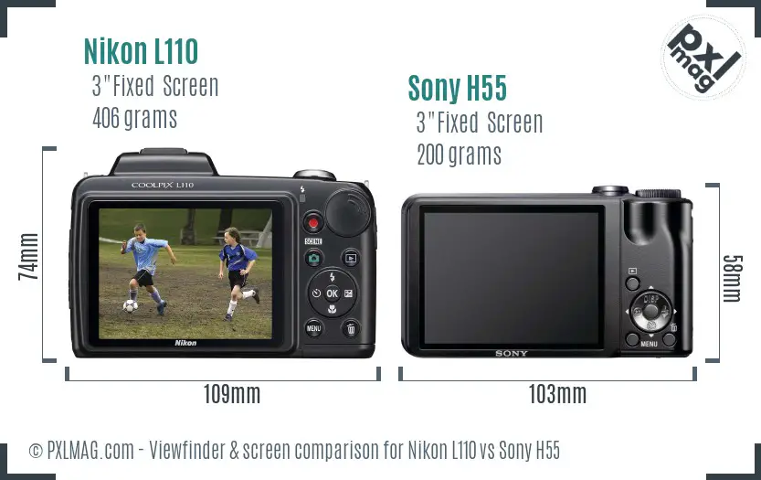 Nikon L110 vs Sony H55 Screen and Viewfinder comparison Nikon L110 vs Sony H55 Screen and Viewfinder comparison