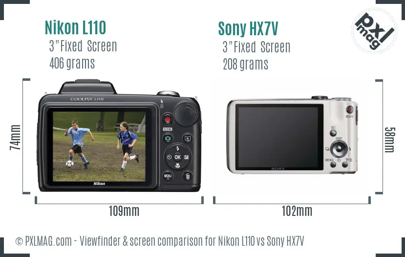 Nikon L110 vs Sony HX7V Screen and Viewfinder comparison Nikon L110 vs Sony HX7V Screen and Viewfinder comparison