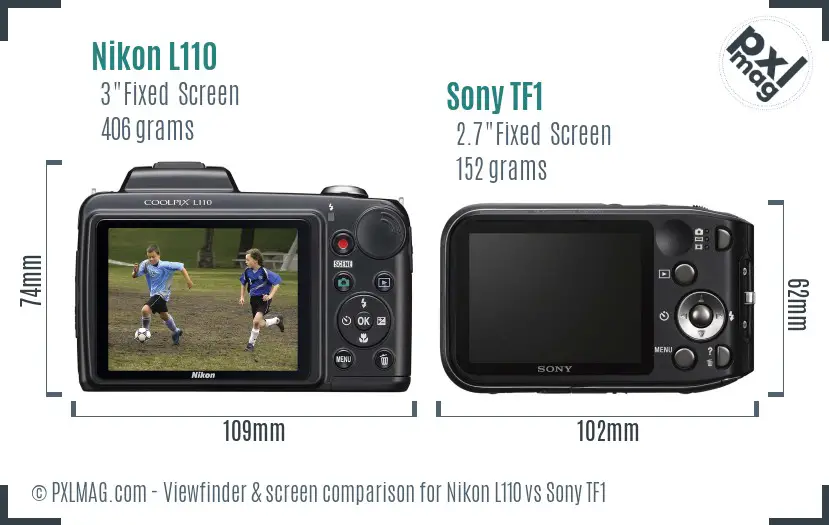 Nikon L110 vs Sony TF1 Screen and Viewfinder comparison