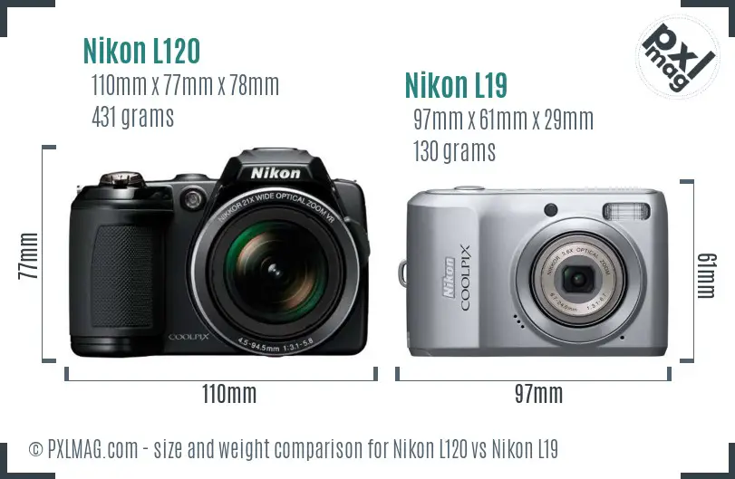 Nikon L120 vs Nikon L19 size comparison