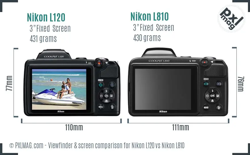 Nikon L120 vs Nikon L810 Screen and Viewfinder comparison