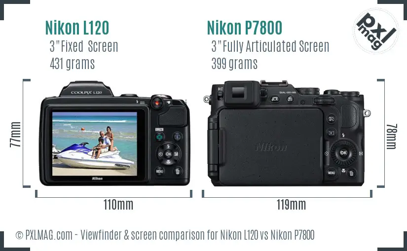 Nikon L120 vs Nikon P7800 Screen and Viewfinder comparison Nikon L120 vs Nikon P7800 Screen and Viewfinder comparison