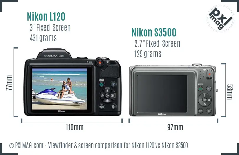 Nikon L120 vs Nikon S3500 Screen and Viewfinder comparison Nikon L120 vs Nikon S3500 Screen and Viewfinder comparison